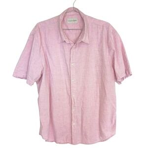 CoastAoro Mens Pink Speckled Neps Linen Blend Short Sleeve Button Up Shirt XL
